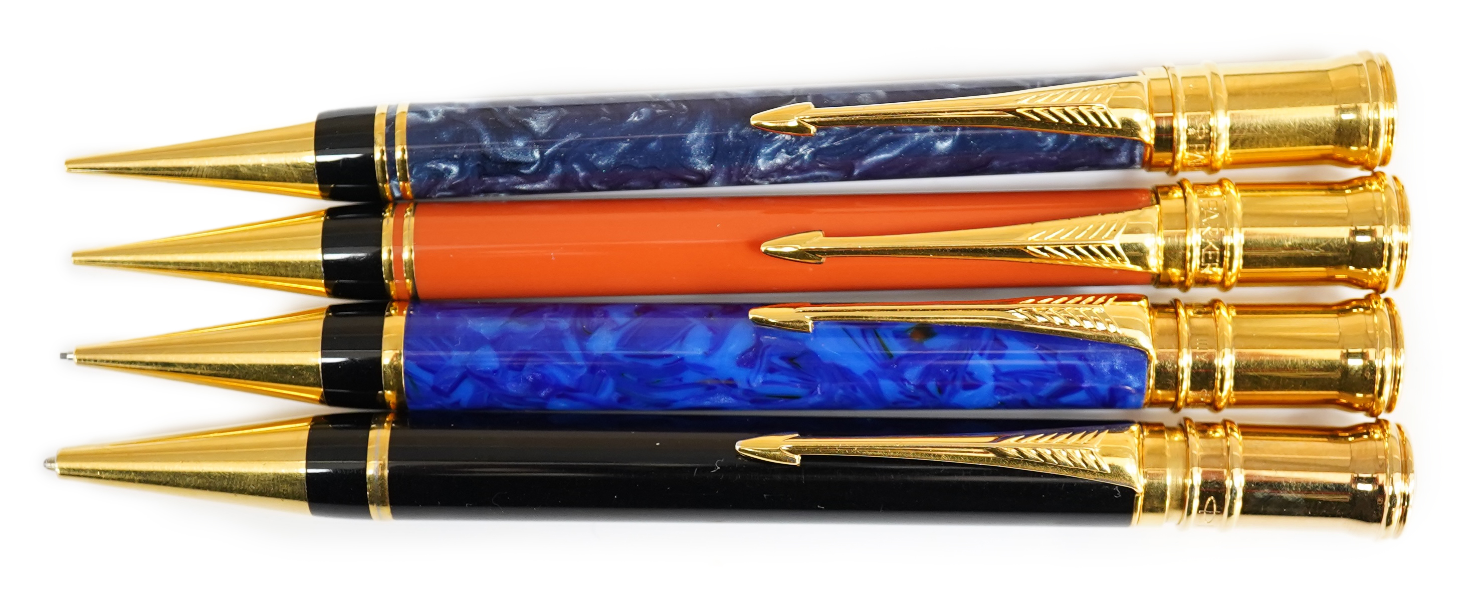 A Parker Duofold ballpen and three pencils